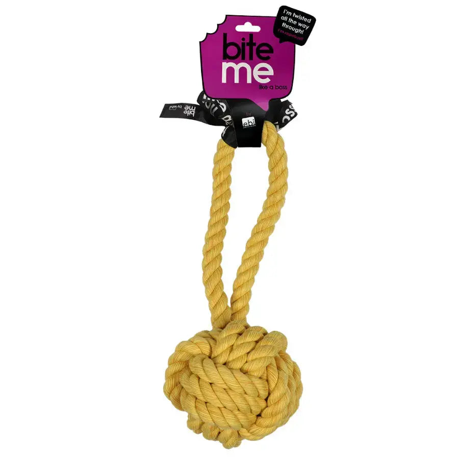 'are you knots' balle avec boucle jaune 20x6x6cm - BIRD SHOP ORNITHOLOGIE LUXEMBOURG