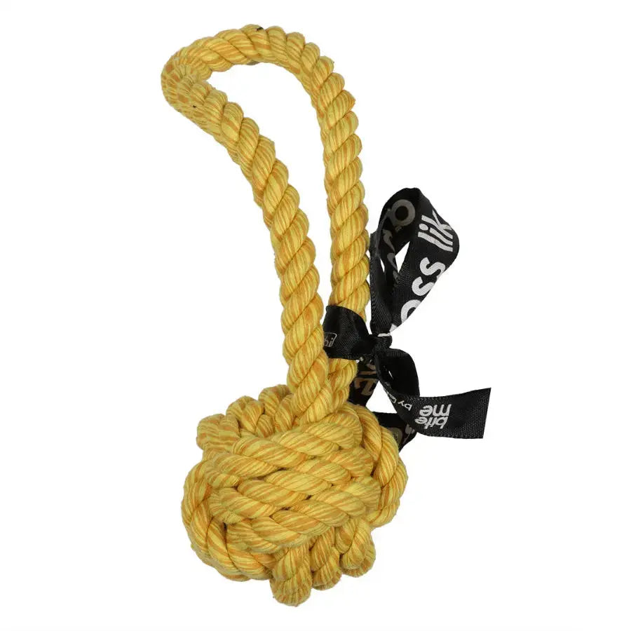 'are you knots' balle avec boucle jaune 20x6x6cm - BIRD SHOP ORNITHOLOGIE LUXEMBOURG