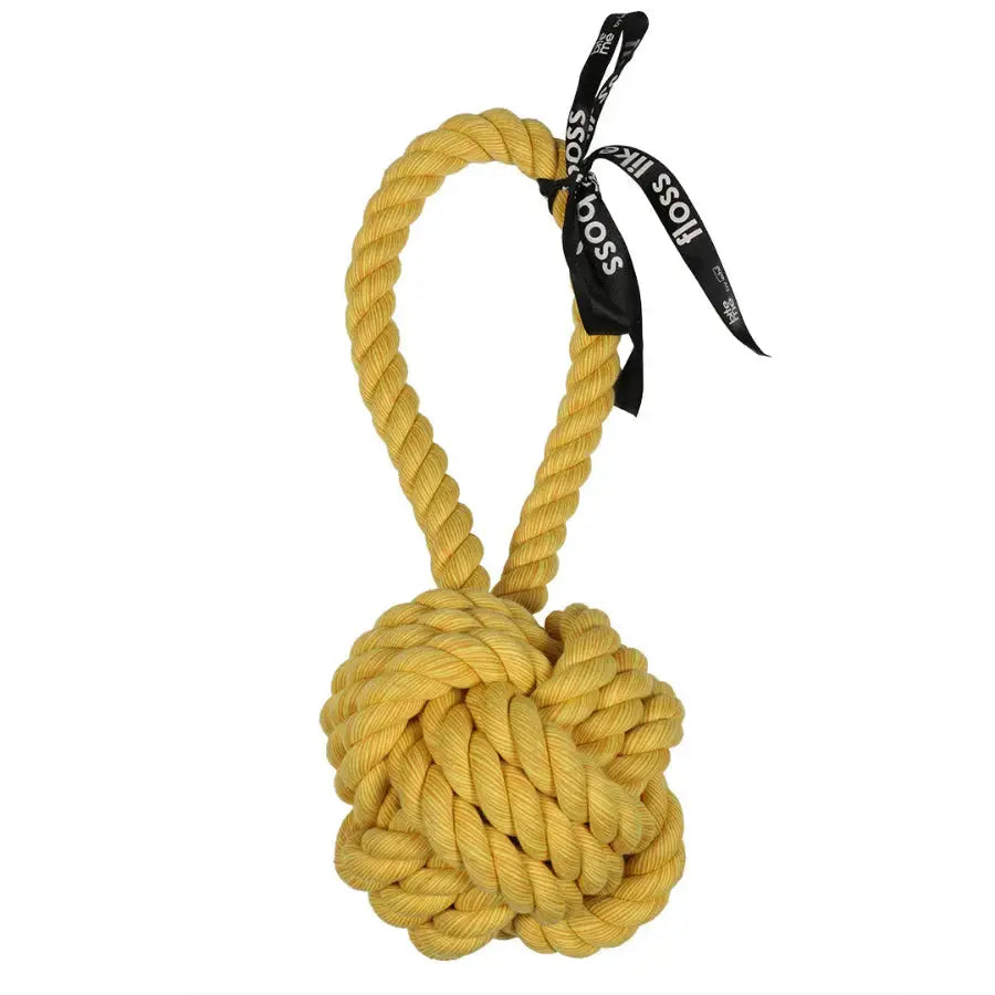 'are you knots' balle avec boucle jaune 20x6x6cm - BIRD SHOP ORNITHOLOGIE LUXEMBOURG