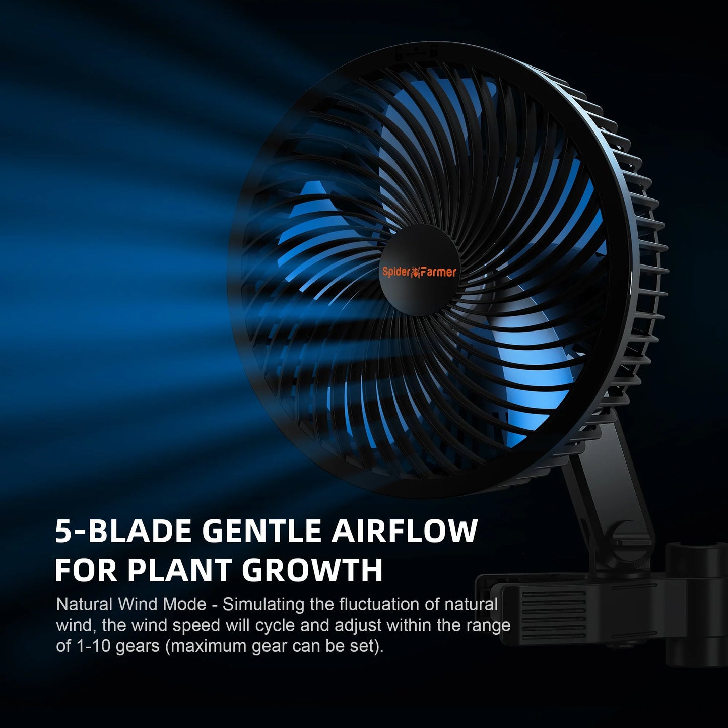 2025 Nouvelle version Spider Farmer®6 pouces tente de croissance clip ventilateur Moteur EC, 10 vitesses Contrôle du vent Oscillation grand angle à 10 niveaux, étanche IP54 pour un flux d’air optimal des plantes SPIDER FARMER
