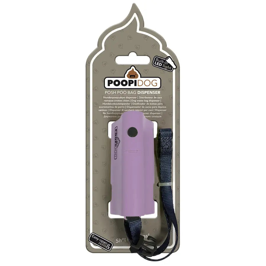 Distributeur sacs ramasse-crottes led mauve - BIRD SHOP ORNITHOLOGIE LUXEMBOURG
