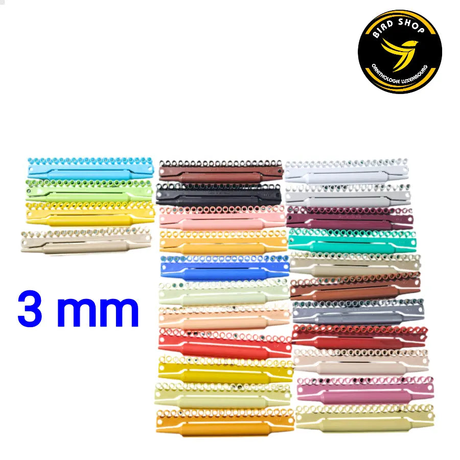 Bagues ouvertes en plastique 20pc avec numéro 1-20 , (3mm Canari) - BIRD SHOP ORNITHOLOGIE LUXEMBOURG