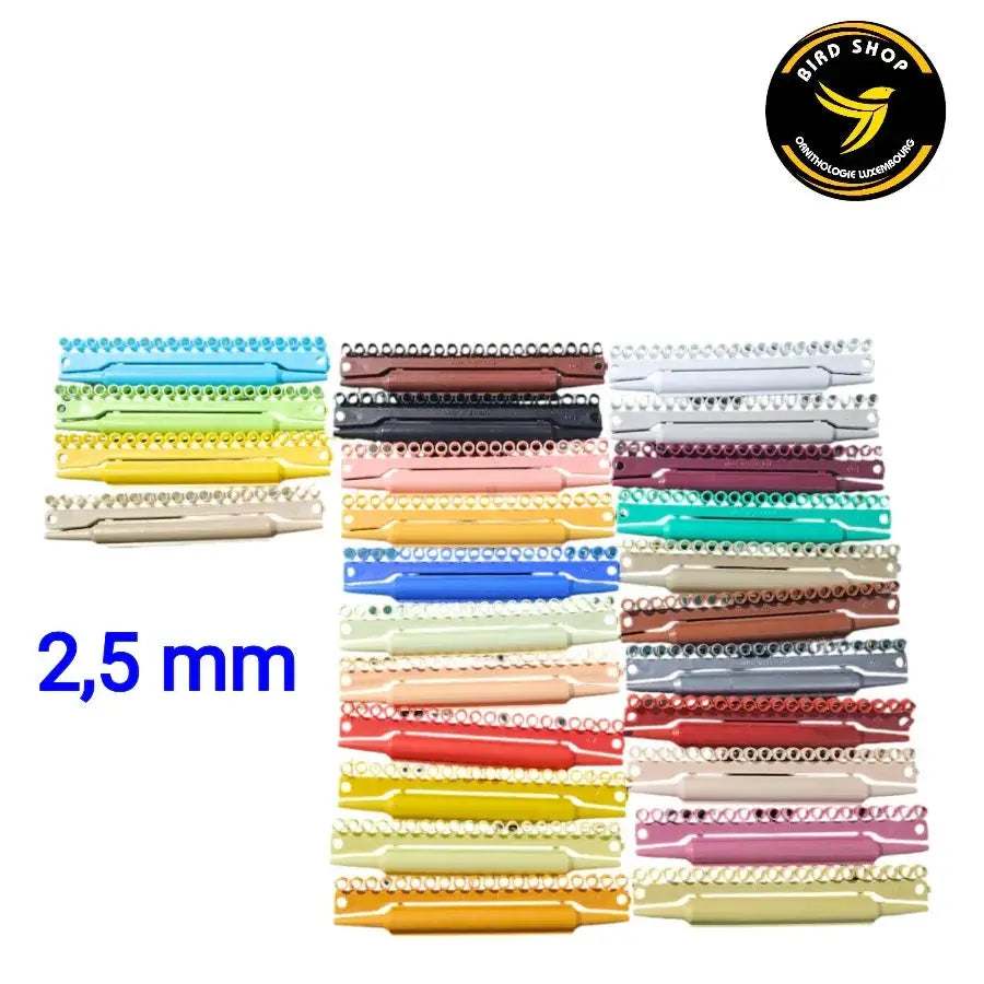 Bagues ouvertes en plastique 20pc avec numéro 1-20 , (2,5mm Exotique) - BIRD SHOP ORNITHOLOGIE LUXEMBOURG S.A.R.L-S