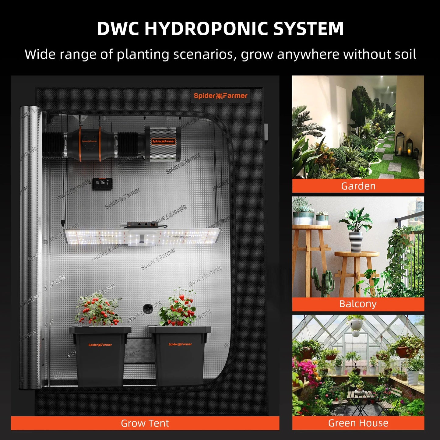 Spider Farmer DWC Système de culture hydroponique avec kit d’égouttement supérieur Culture en eau profonde de 7 gallons 2 seaux SPIDER FARMER