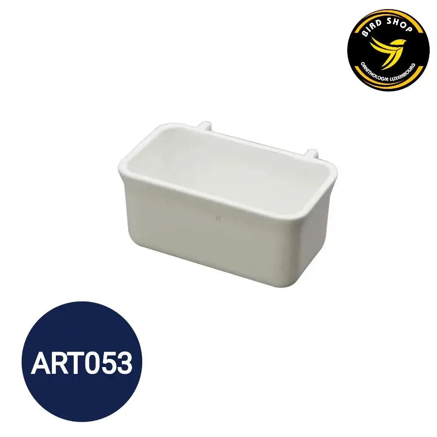 Mangeoire Parme blanche compacte avec crochets pour animaux, dimensions 9 x 5 x 4,4 cm, design durable et facile à nettoyer