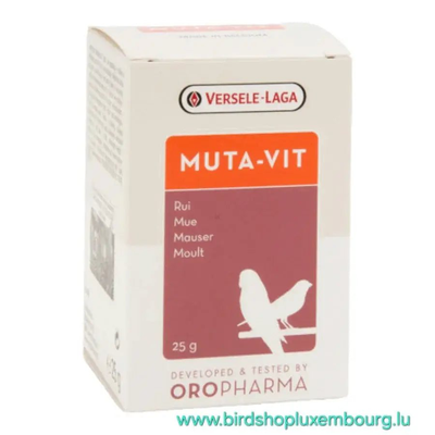 Complément alimentaire Muta-Vit 25 GR pour oiseaux, vitamine et biotine pour plumage et mue saine