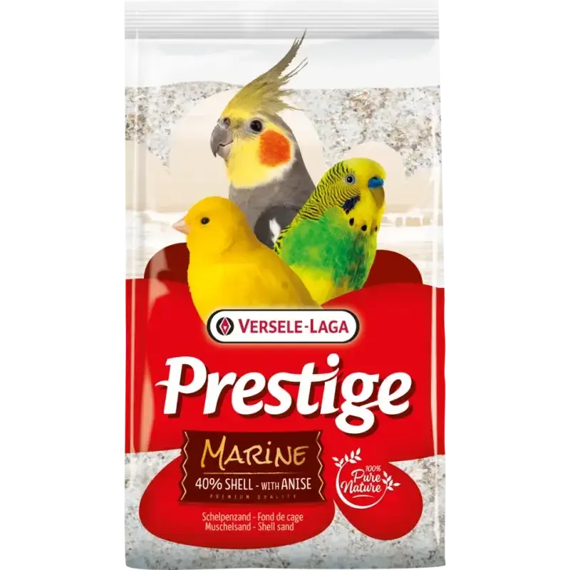 Prestige Marine Fond de Cage blanc avec coquilles d'huitres 5kg - BIRD SHOP ORNITHOLOGIE LUXEMBOURG S.A.R.L-S