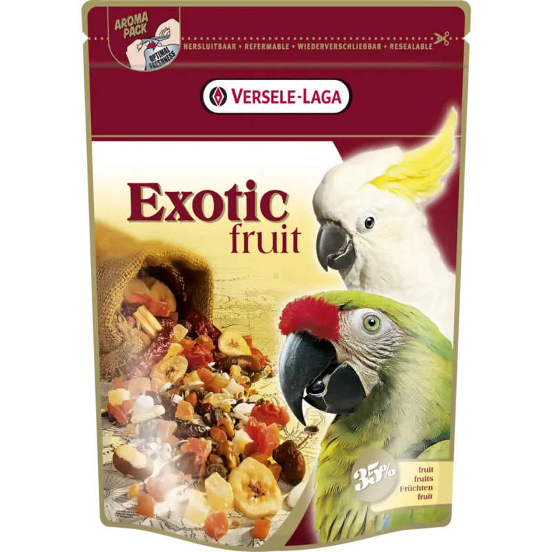 Prestige Premium Perroquets Exotic Fruit Mix 600gr - Mélange de graines, céréales & pièces de fruits pour perroquets Versele-Laga