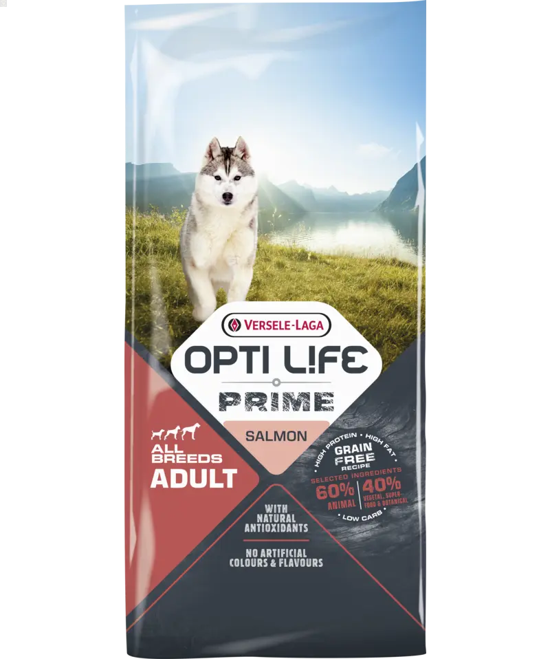 Prime Adult All breeds sans céréales au saumon 2,5kg - Opti Life Versele-Laga