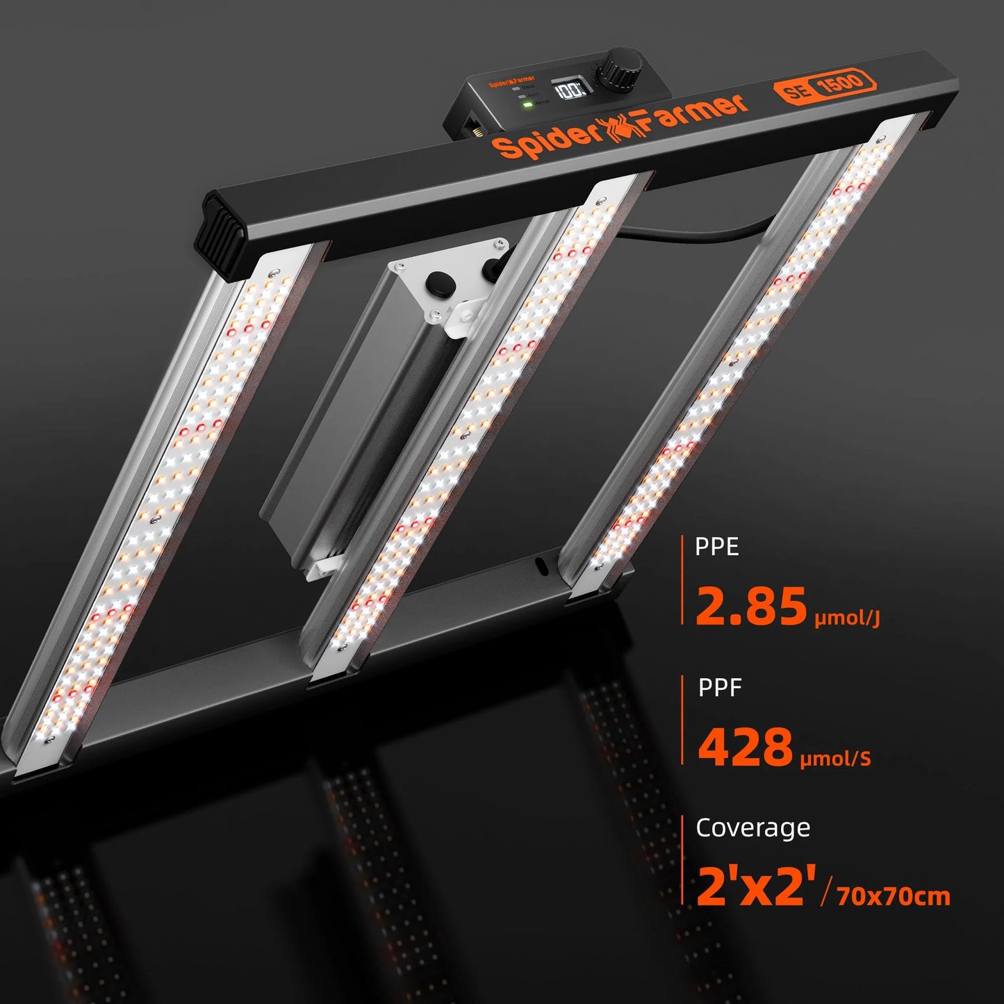 Spider Farmer SE1500 150W Led Grow Light Samsung LM301H EVO Lampe avec Bluetooth & WiFi Smart APP Control pour 70x70cm SPIDER FARMER