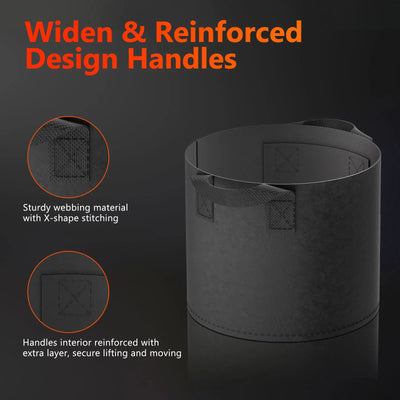 Paquet de 5 sacs de culture en tissu de 10 gallons (38 L) (Pflanzsäcke) – Jardinières de jardin respirantes et réutilisables pour tomates et légumes SPIDER FARMER