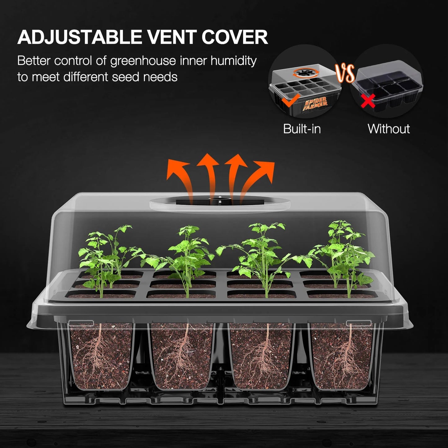 Paquet de 4 plateaux de démarrage de graines avec dôme - Kit de germination pour semis, herbes, légumes et champignons SPIDER FARMER