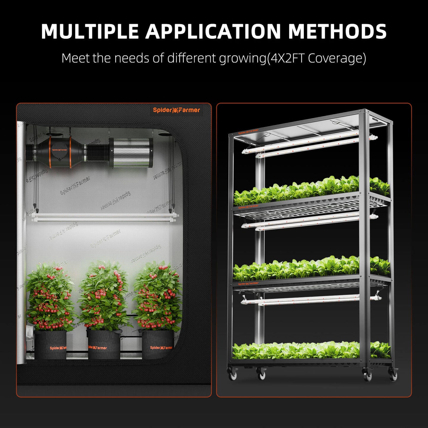 barres lumineuses de croissance LED Spider Farmer® Glow80 80W, spectre complet, étanche IP65, lampes connectables pour plantes d’intérieur, plantes succulentes, clonage, végétation et floraison SPIDER FARMER