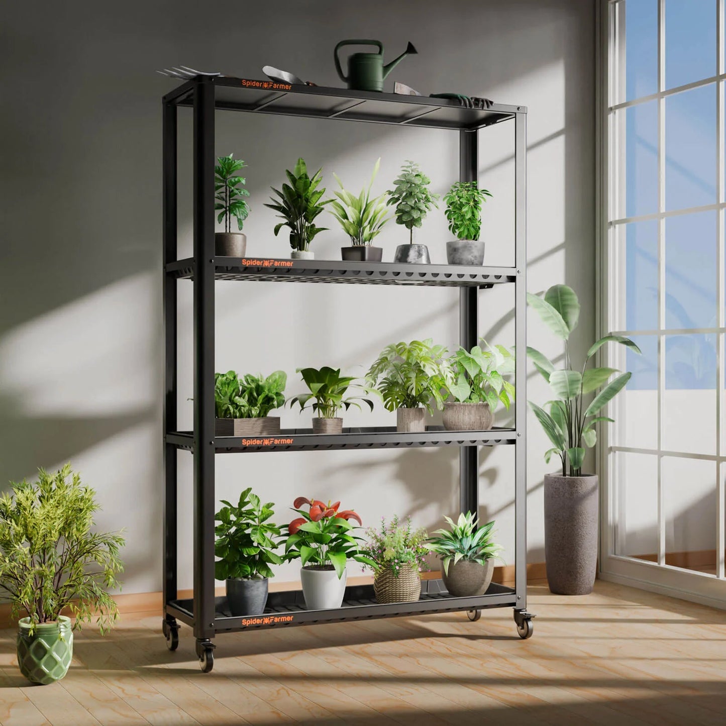 Spider Farmer® 3Bars Glow80 80W LED Grow Light And Metal Plant Stand with Plant Trays SPIDER FARMER
