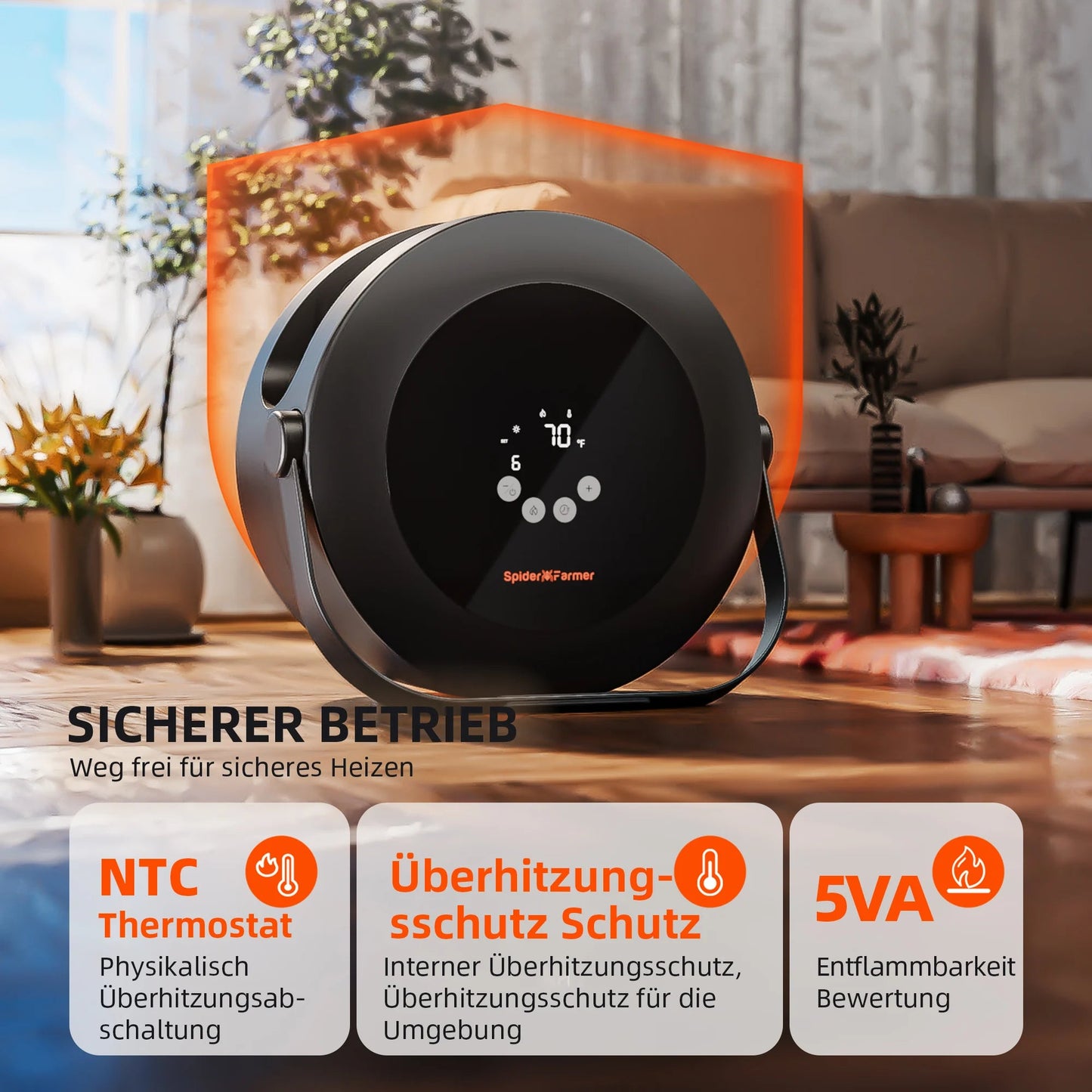 2025 Spider Farmer 540W Grow Tent Heater | Chauffage de tente de culture – Chauffage PTC intelligent, mode jour/nuit, minuterie 24H, chauffage sûr et efficace pour les plantes d’intérieur SPIDER FARMER