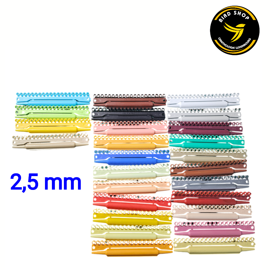 Bagues ouvertes en plastique 20pc avec numéro 1-20 , (2,5mm Exotique) - BIRD SHOP ORNITHOLOGIE LUXEMBOURG