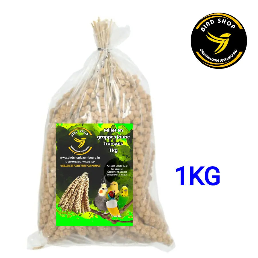 Millet en grappes jaune français 1 KG - BIRD SHOP ORNITHOLOGIE LUXEMBOURG