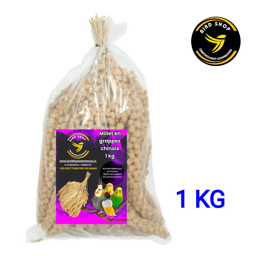 Millet en grappes jaune chinois 1 KG - BIRD SHOP ORNITHOLOGIE LUXEMBOURG