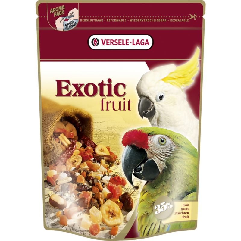 Prestige Premium Perroquets Exotic Fruit Mix 600gr - Mélange de graines, céréales & pièces de fruits pour perroquets Versele-Laga