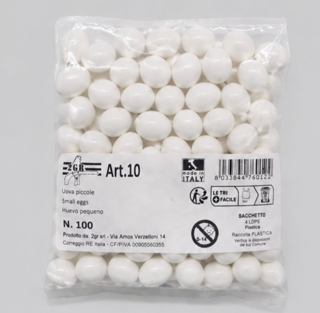 100 faux oeufs en plastique blanc 2GR ART.010 2GR