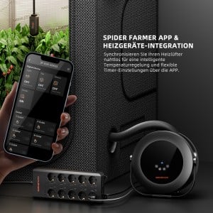 2025 Spider Farmer 540W Grow Tent Heater | Chauffage de tente de culture – Chauffage PTC intelligent, mode jour/nuit, minuterie 24H, chauffage sûr et efficace pour les plantes d’intérieur SPIDER FARMER