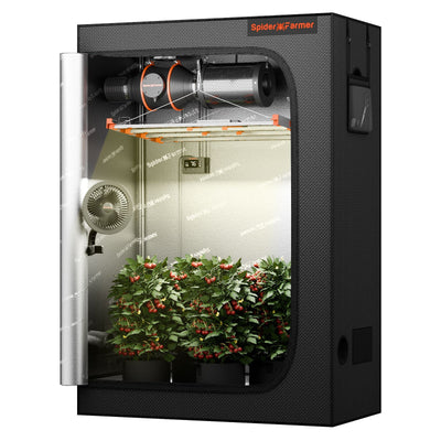 PRE-COMMANDE 2025 / 2025 Spider Farmer® 140x70x200cm Komplettes Grow Box-Set丨Neueste Version G4500 320W Vollspektrum-LED丨6 » Clip-Ventilator丨4 » Grow Ventilator-System mit Feuchtigkeits- und Temperatursteuerung | Paquet de 5 sacs de culture de 11 gallons SPIDER FARMER