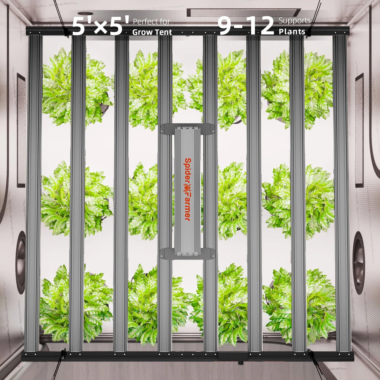 2025 Spider Farmer® Boîte de culture automatisée Set complet – 150×150×200 cm pour 9 plantes | G 1000W Lampe à LED à spectre complet SPIDER FARMER