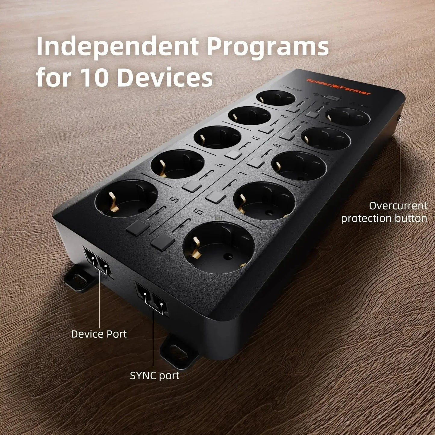 2025 Prise multiple Spider Farmer GGS AC10 avec 10 ports pour le contrôle climatique dans la tente de culture - avec mesure de la température, de l'humidité et du VPD, contrôle du temps, données historiques, Bluetooth et WiFi - BIRD SHOP ORNITHOLOGIE LUXEMBOURG S.A.R.L-S