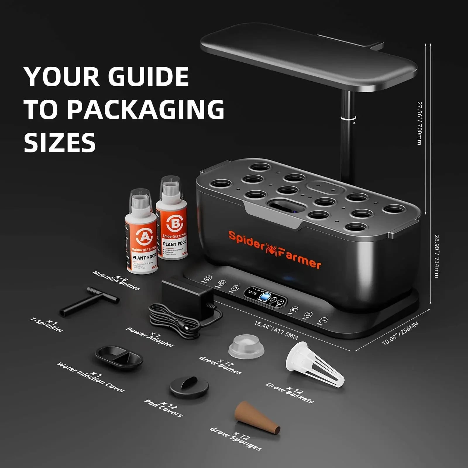 2025 Spider Farmer SmartG12 Kit de système de jardinage hydroponique丨Ensemble de système hydroponique - Jardin d’herbes aromatiques intérieur contrôlé par WiFi et APP avec lampe de culture 36W, 12 pods, réservoir de 6L SPIDER FARMER