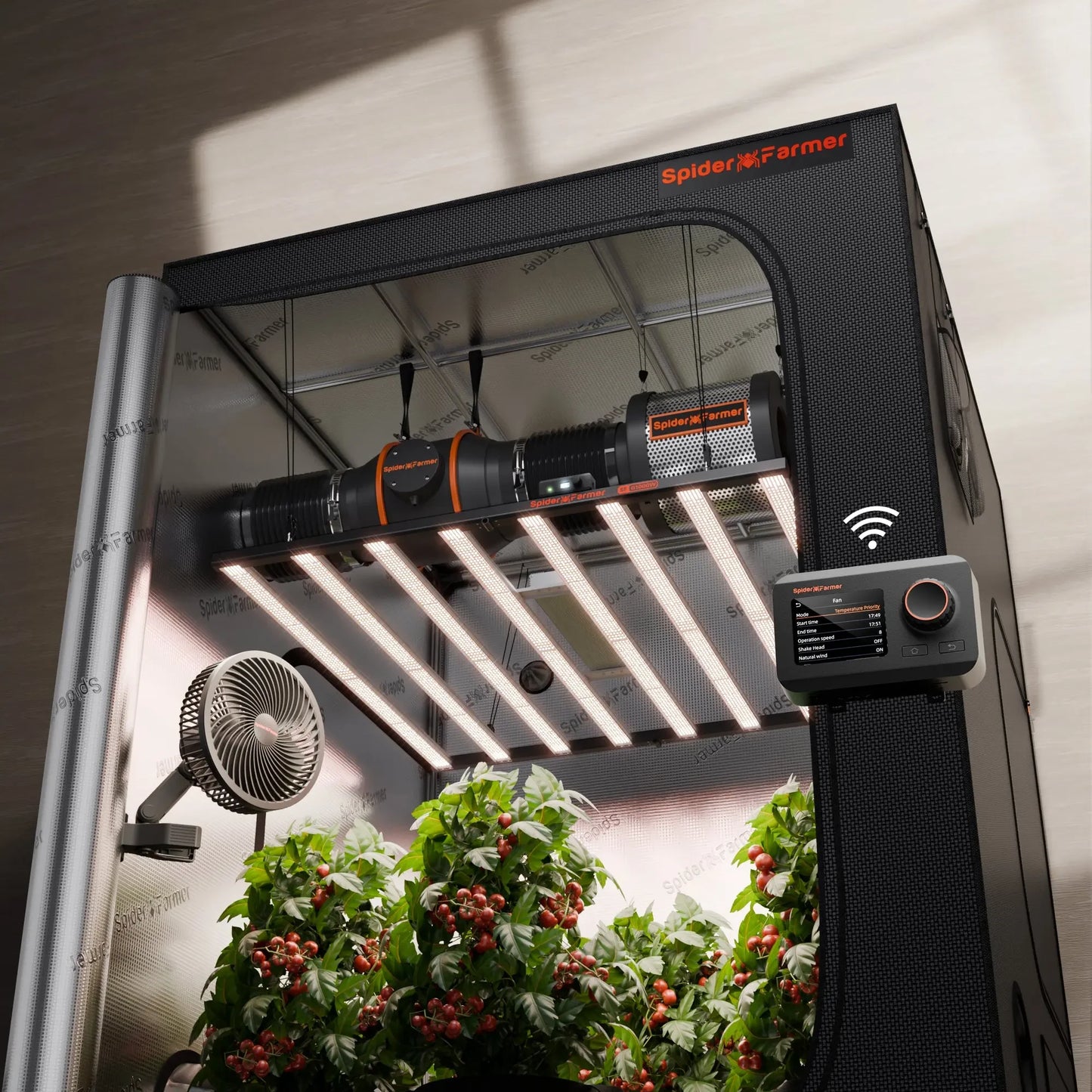 2025 Spider Farmer® Boîte de culture automatisée Set complet – 150×150×200 cm pour 9 plantes | G 1000W Lampe à LED à spectre complet SPIDER FARMER