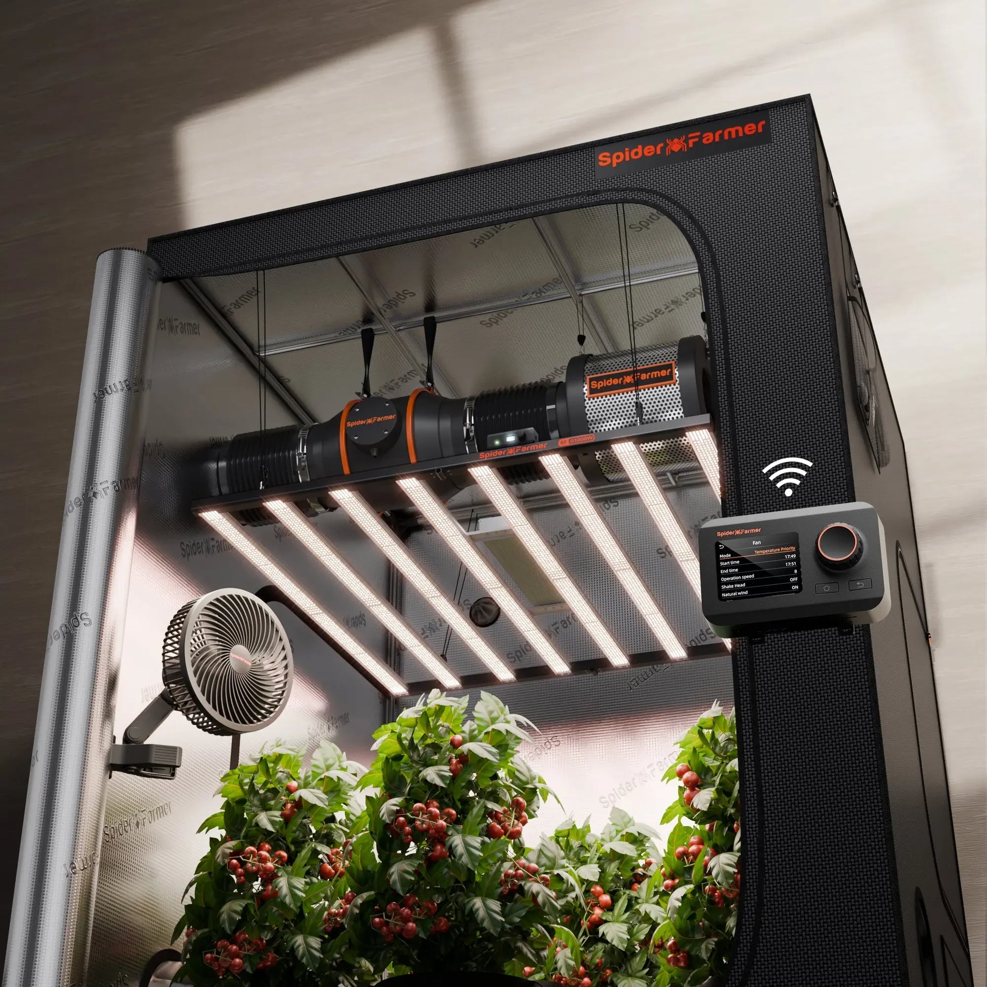 2025 Spider Farmer® Boîte de culture automatisée Set complet – 150×150×200 cm pour 9 plantes | G 1000W Lampe à LED à spectre complet SPIDER FARMER