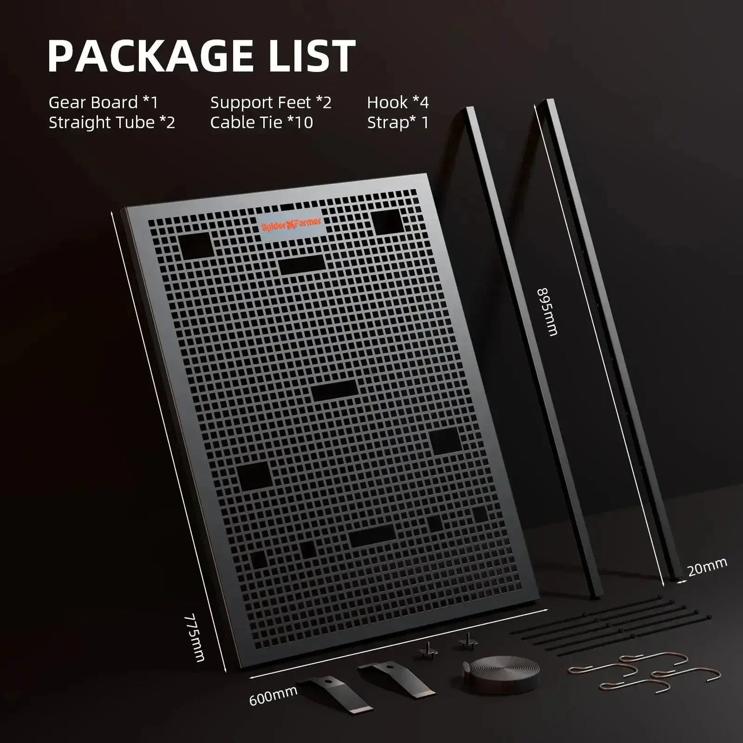 2025 Spider Farmer® Genius Grow System Planche d'engrenage pour tente de culture–Organisateur mural pour contrôleurs et alimentations - BIRD SHOP ORNITHOLOGIE LUXEMBOURG S.A.R.L-S