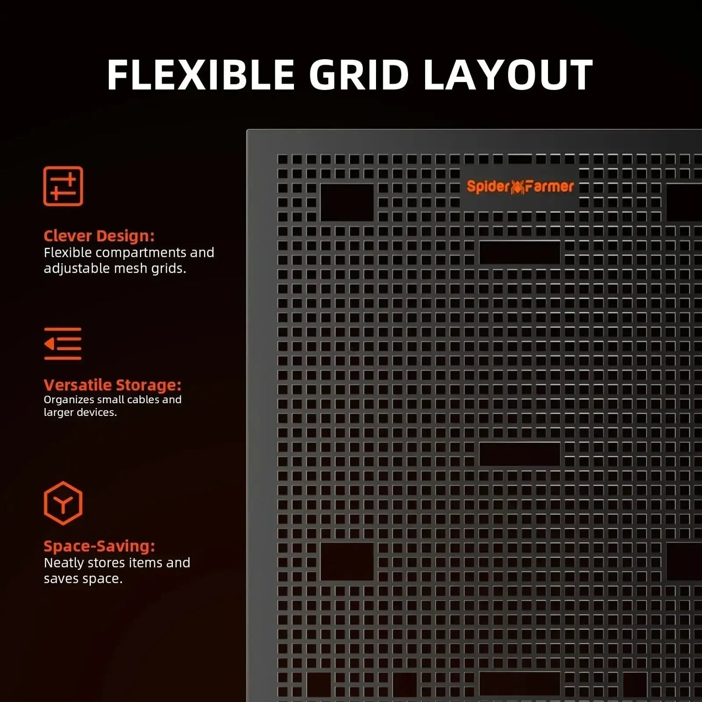 2025 Spider Farmer® Genius Grow System Planche d'engrenage pour tente de culture–Organisateur mural pour contrôleurs et alimentations - BIRD SHOP ORNITHOLOGIE LUXEMBOURG S.A.R.L-S