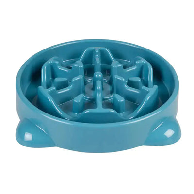 La gamelle anti-glouton pétrole Duvoplus Gamelle, 700 ml taille M (25,5 x 25,5 x 5 cm), est une gamelle bleue à alimentation lente pour animaux de compagnie avec un design en labyrinthe qui aide à réguler la vitesse d'alimentation et soutient la santé animale.