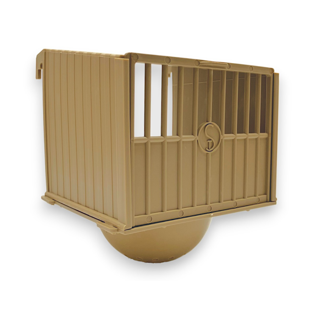 Nichoir en plastique blanc avec nid orange / beige / blanc
