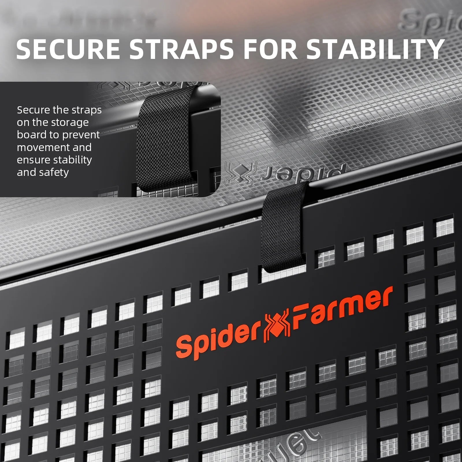 2025 Spider Farmer® Genius Grow System Planche d’engrenage pour tente de culture – Organisateur mural pour contrôleurs et alimentations SPIDER FARMER