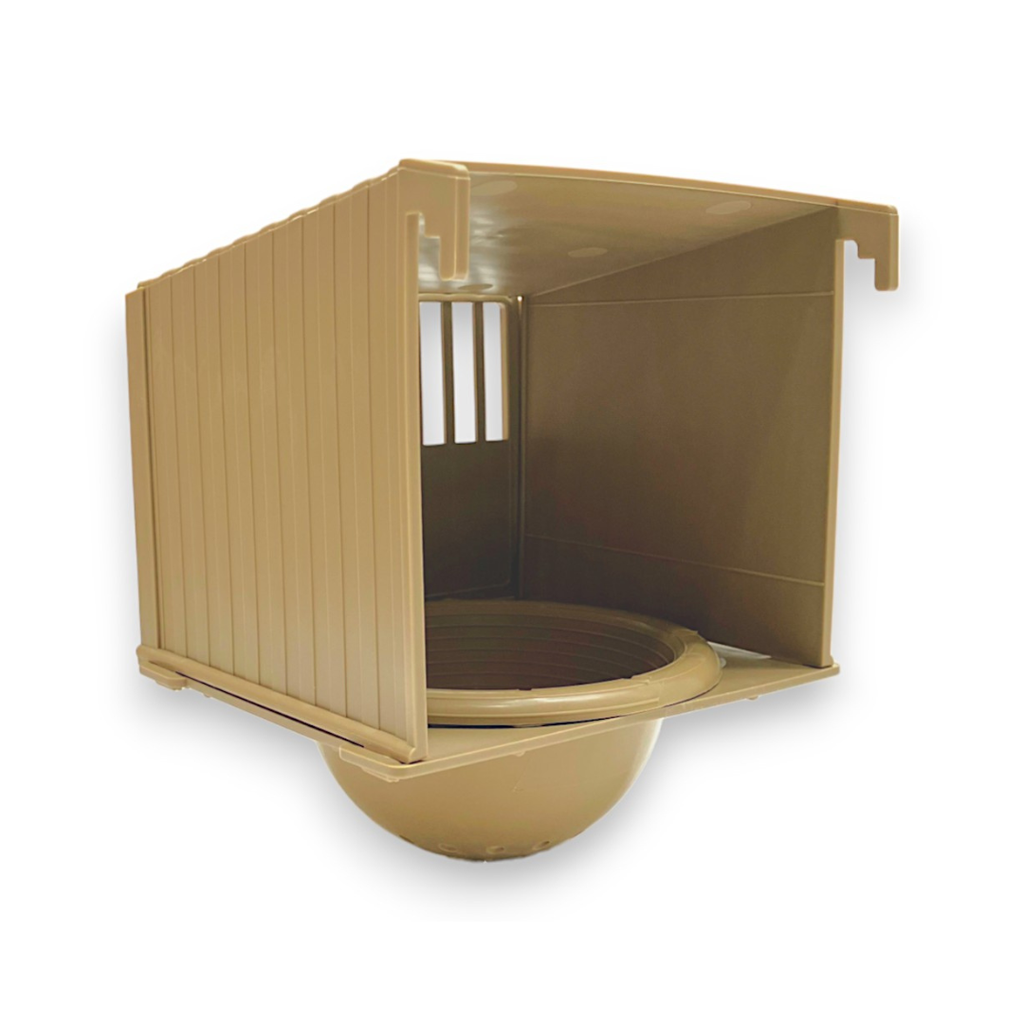 Nichoir en plastique blanc avec nid orange / beige / blanc