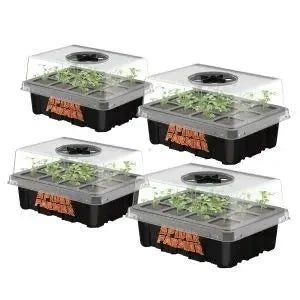Paquet de 4 plateaux de démarrage de graines avec dôme - Kit de germination pour semis, herbes, légumes et champignons SPIDER FARMER