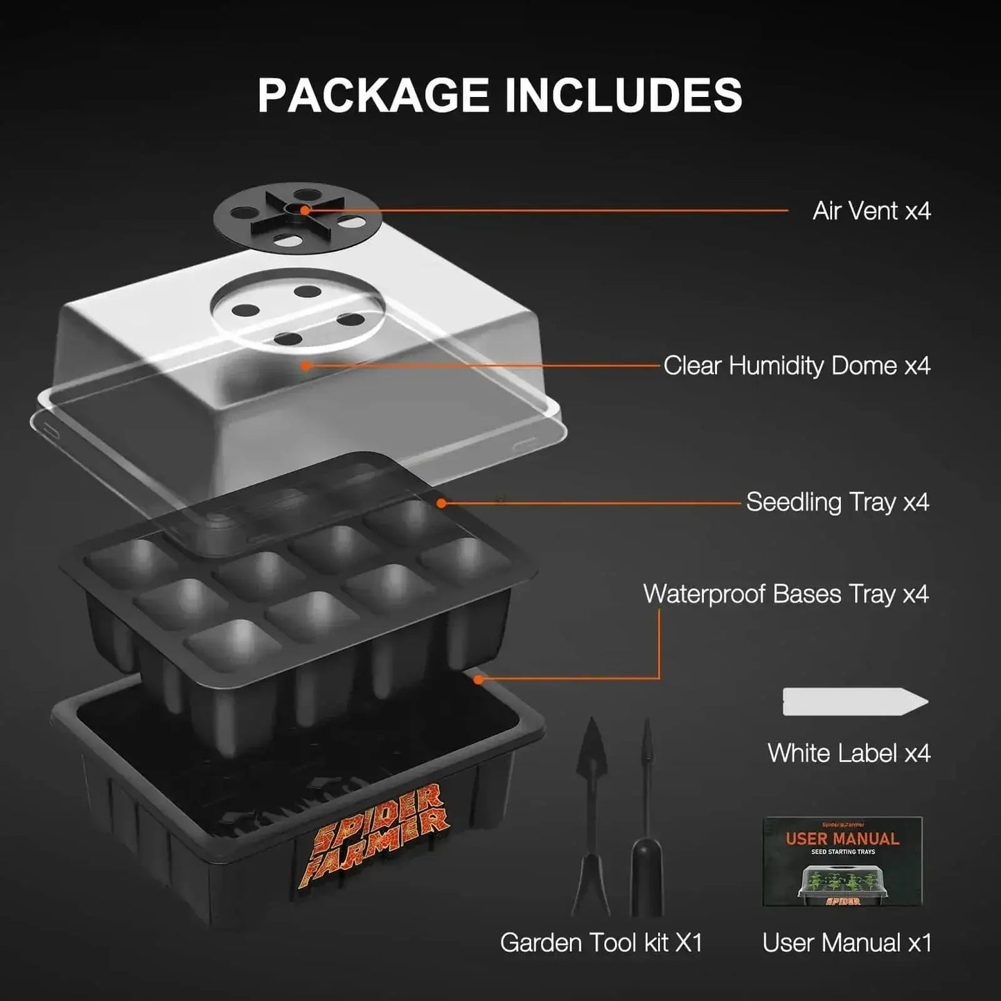 Paquet de 4 plateaux de démarrage de graines avec dôme - Kit de germination pour semis, herbes, légumes et champignons - BIRD SHOP ORNITHOLOGIE LUXEMBOURG S.A.R.L-S