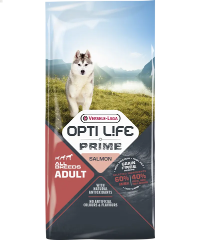 Prime Adult All breeds sans céréales au saumon 2,5kg - Opti Life Versele-Laga