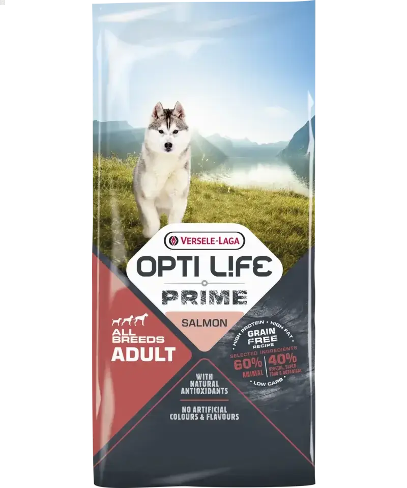 Prime Adult All breeds sans céréales au saumon 2,5kg - Opti Life - BIRD SHOP ORNITHOLOGIE LUXEMBOURG S.A.R.L-S