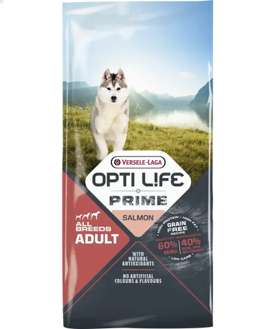 Prime Adult All breeds sans céréales au saumon 2,5kg - Opti Life - BIRD SHOP ORNITHOLOGIE LUXEMBOURG S.A.R.L-S