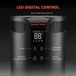 Spider Farmer 16L Humidificateur à vapeur fraîche à ultrasons avec sonde de température et d’humidité pour plantes Tente de culture intérieure SPIDER FARMER
