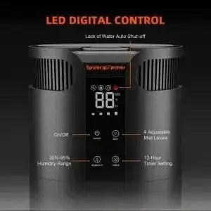 Spider Farmer 16L Humidificateur à vapeur fraîche à ultrasons avec sonde de température et d'humidité pour plantes Tente de culture intérieure - BIRD SHOP ORNITHOLOGIE LUXEMBOURG S.A.R.L-S