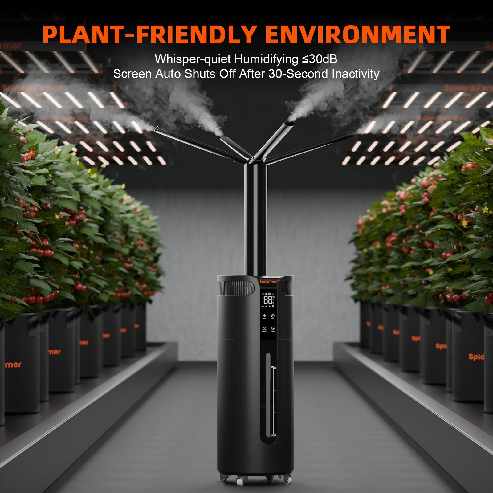Spider Farmer 16L Humidificateur à vapeur fraîche à ultrasons avec sonde de température et d’humidité pour plantes Tente de culture intérieure SPIDER FARMER