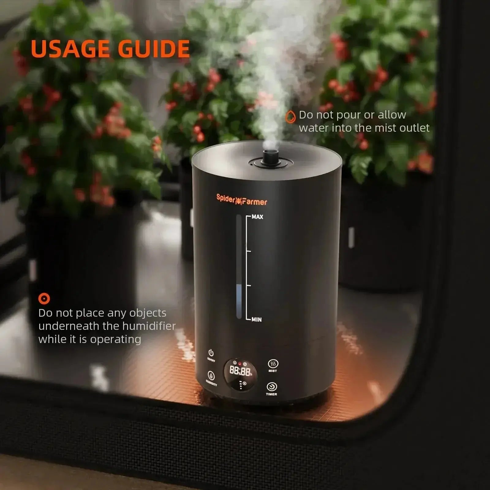 Spider Farmer 6L Cool Mist Humidificateur à ultrasons avec sonde de température et d’humidité pour plantes Tente de culture intérieure - BIRD SHOP ORNITHOLOGIE LUXEMBOURG S.A.R.L-S