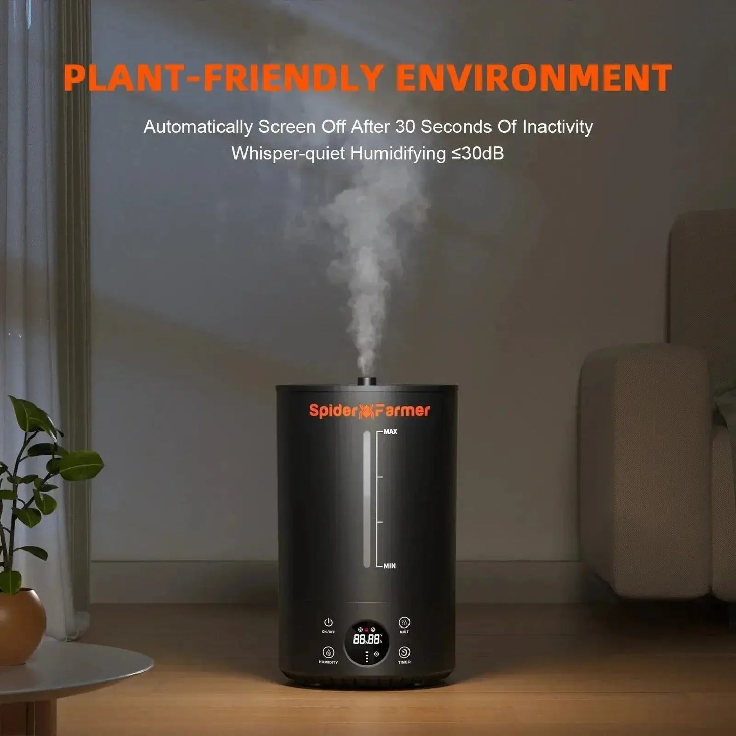 Spider Farmer 6L Cool Mist Humidificateur à ultrasons avec sonde de température et d’humidité pour plantes Tente de culture intérieure - BIRD SHOP ORNITHOLOGIE LUXEMBOURG S.A.R.L-S