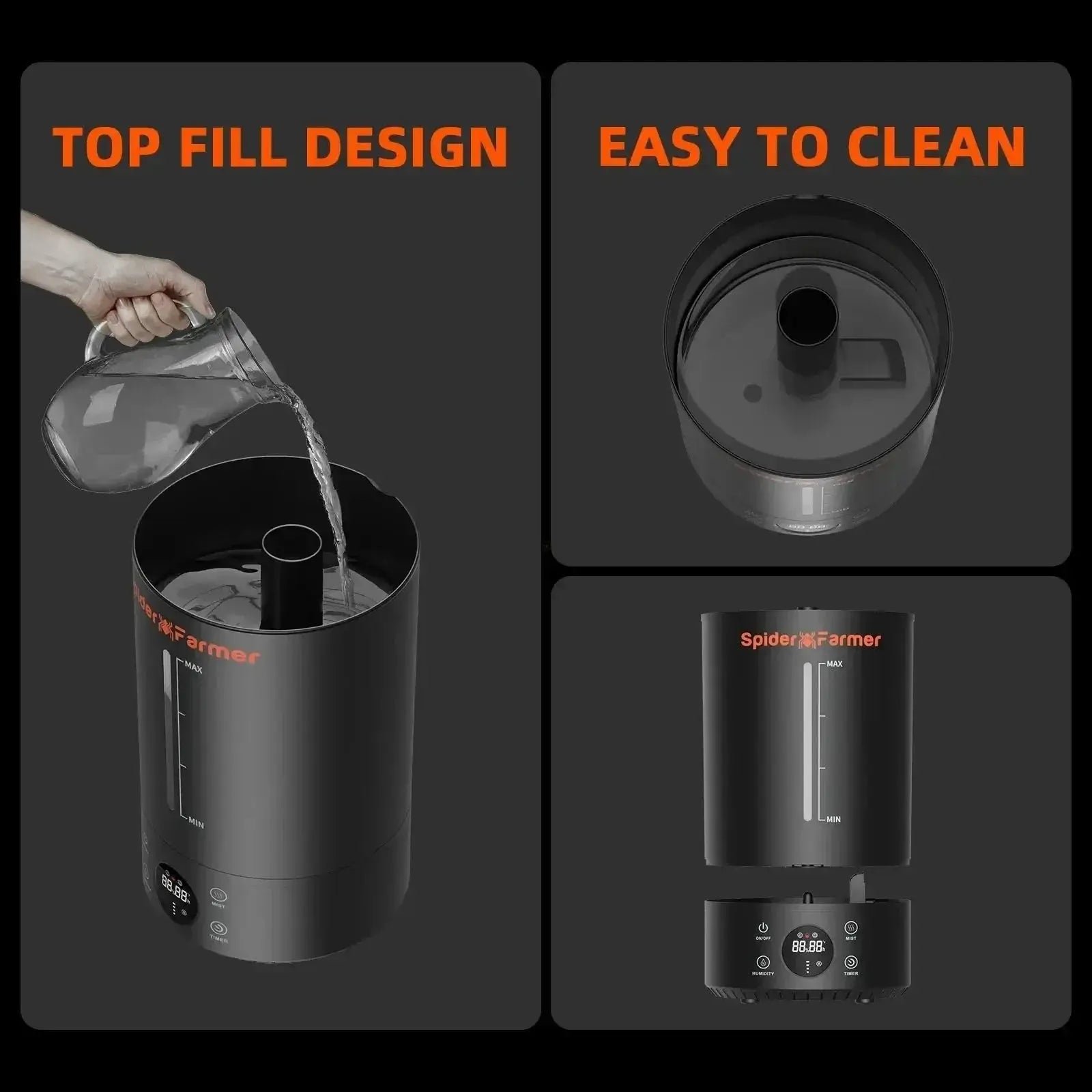 Spider Farmer 6L Cool Mist Humidificateur à ultrasons avec sonde de température et d’humidité pour plantes Tente de culture intérieure - BIRD SHOP ORNITHOLOGIE LUXEMBOURG S.A.R.L-S