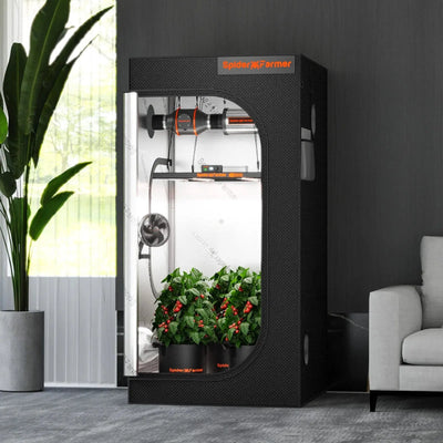 Spider Farmer 90x90x180cm Tente de culture intérieure 1680D Boîte de culture haute réfléchissante Salle de culture hydroponique pour une croissance optimale des plantes et un contrôle du climat SPIDER FARMER