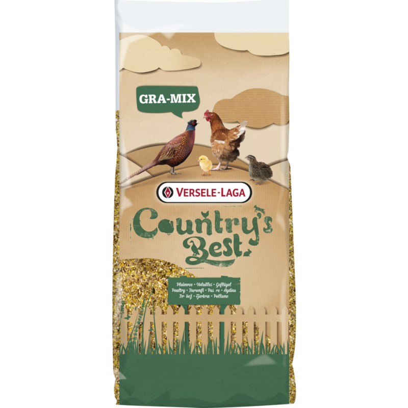 Country's Best GRA-MIX Mélange Volaille + Grit 20kg - Mélange céréales avec du maïs grossièrement concassé et du grit Versele-Laga